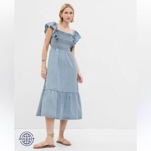 2 matching // Mother+Daughter Blue Ruffle Midi Dresses!